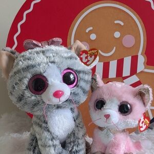 Ty Beanie Boos Gray and Pink Cat Duo! NWT